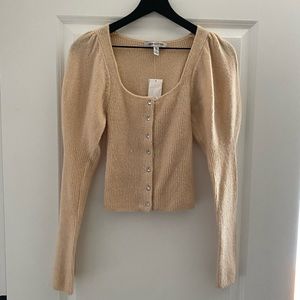 Urban Outfitters Puff Sleeve Jewel Button Cardigan Sweater